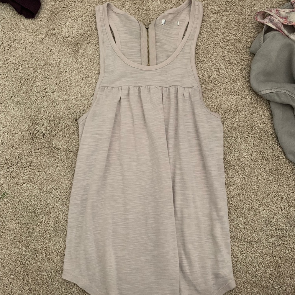American eagle tan zip up tank